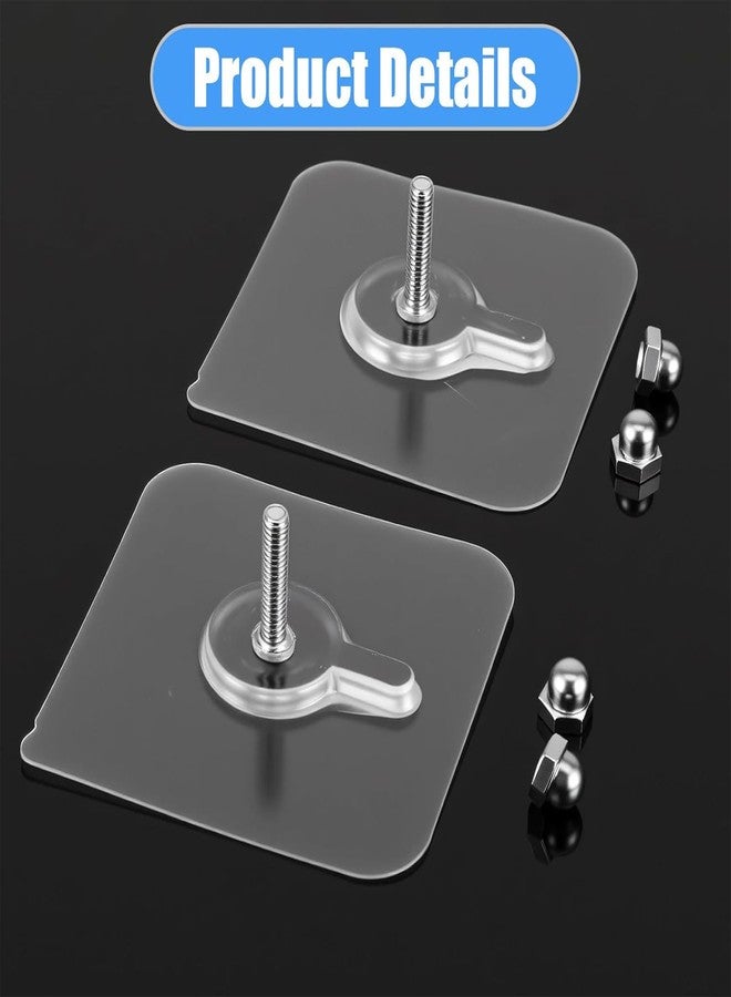 BONZELLA 20 Pcs Heavy Duty Self Adhesive Screw Wall Hooks for Hanging,Stainless Steel Wall Hooks Sticker for Kitchen Bathroom & Home Use,Transparent Nail Free Sticky Wall Hook Without Drilling (20) - Image 3